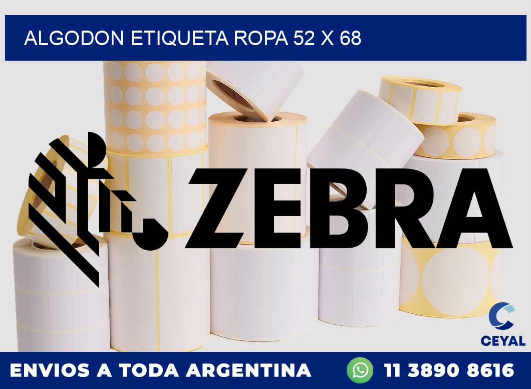 ALGODON ETIQUETA ROPA 52 x 68