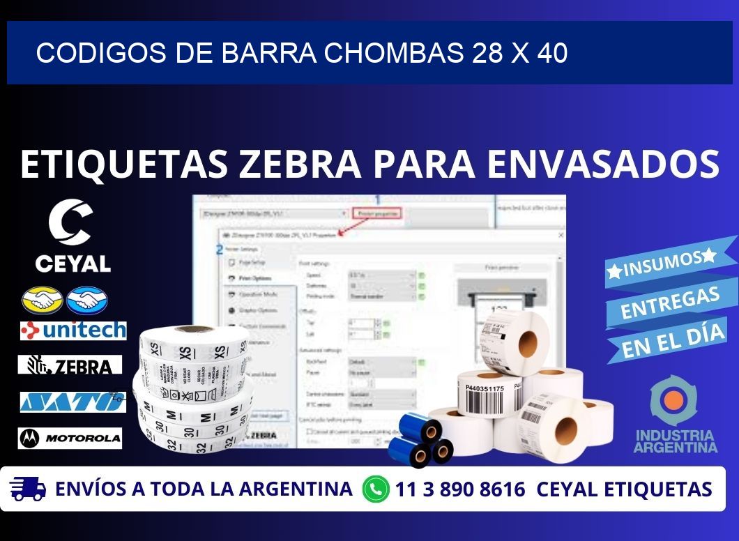 CODIGOS DE BARRA CHOMBAS 28 x 40