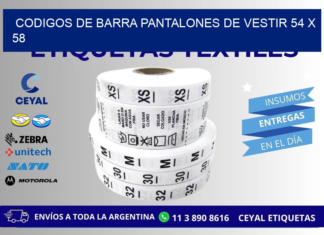 CODIGOS DE BARRA PANTALONES DE VESTIR 54 x 58