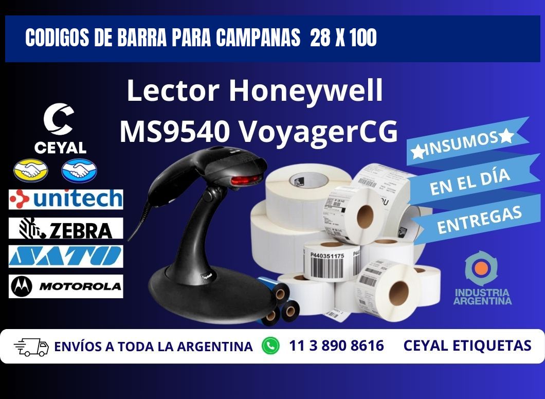 CODIGOS DE BARRA PARA CAMPANAS 28 x 100