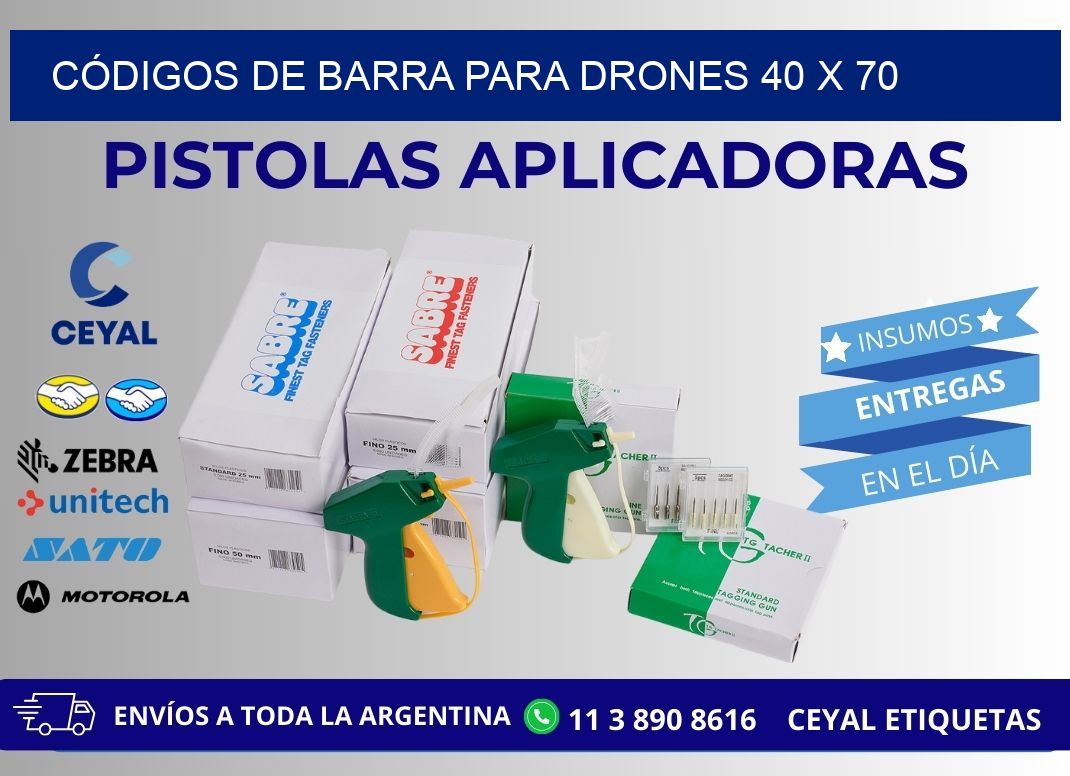 CÓDIGOS DE BARRA PARA DRONES 40 x 70