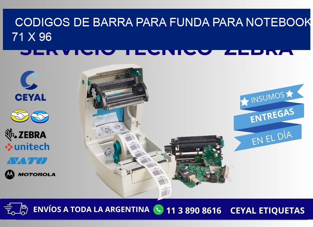 CODIGOS DE BARRA PARA FUNDA PARA NOTEBOOK 71 x 96