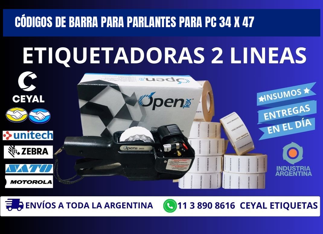 CÓDIGOS DE BARRA PARA PARLANTES PARA PC 34 x 47