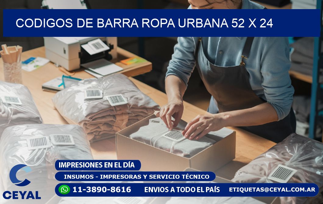 CODIGOS DE BARRA ROPA URBANA 52 x 24