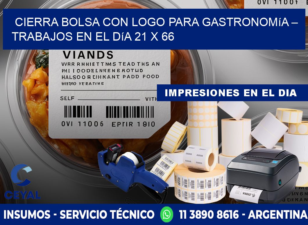 Cierra bolsa con logo para gastronomía – Trabajos en el día 21 x 66