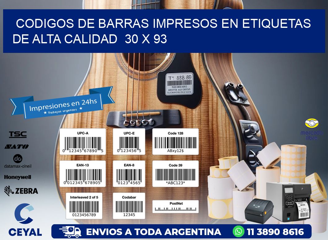 Codigos de Barras Impresos en Etiquetas de Alta Calidad 30 x 93