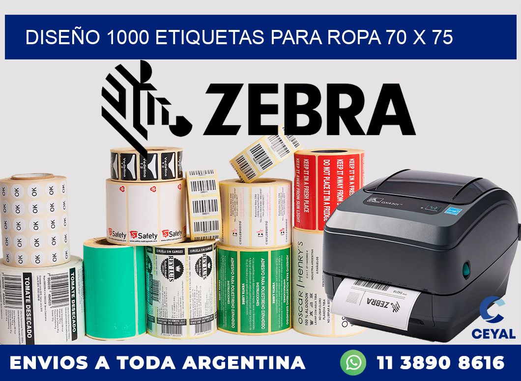 DISEÑO 1000 ETIQUETAS PARA ROPA 70 x 75