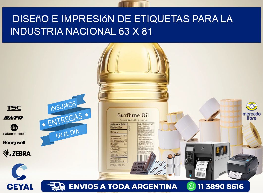 Diseño e Impresión de Etiquetas para la Industria Nacional 63 x 81