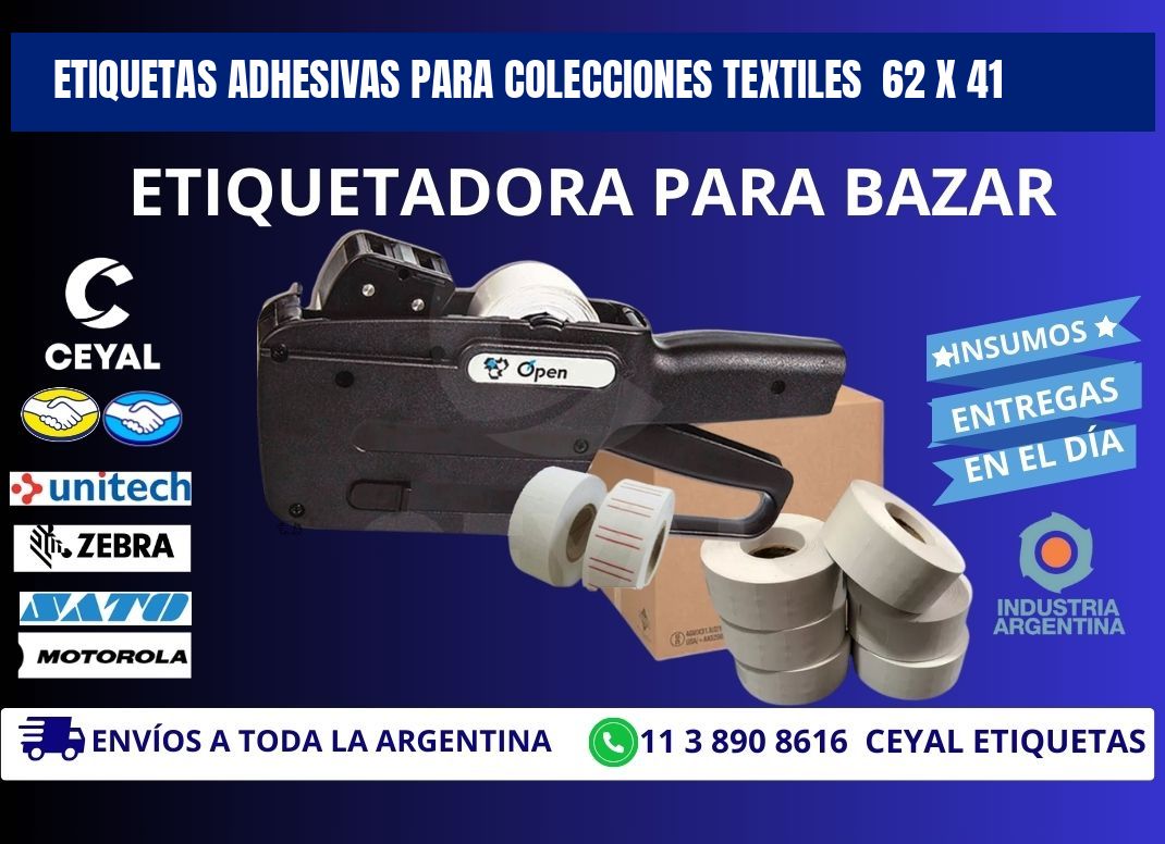 ETIQUETAS ADHESIVAS PARA COLECCIONES TEXTILES  62 x 41
