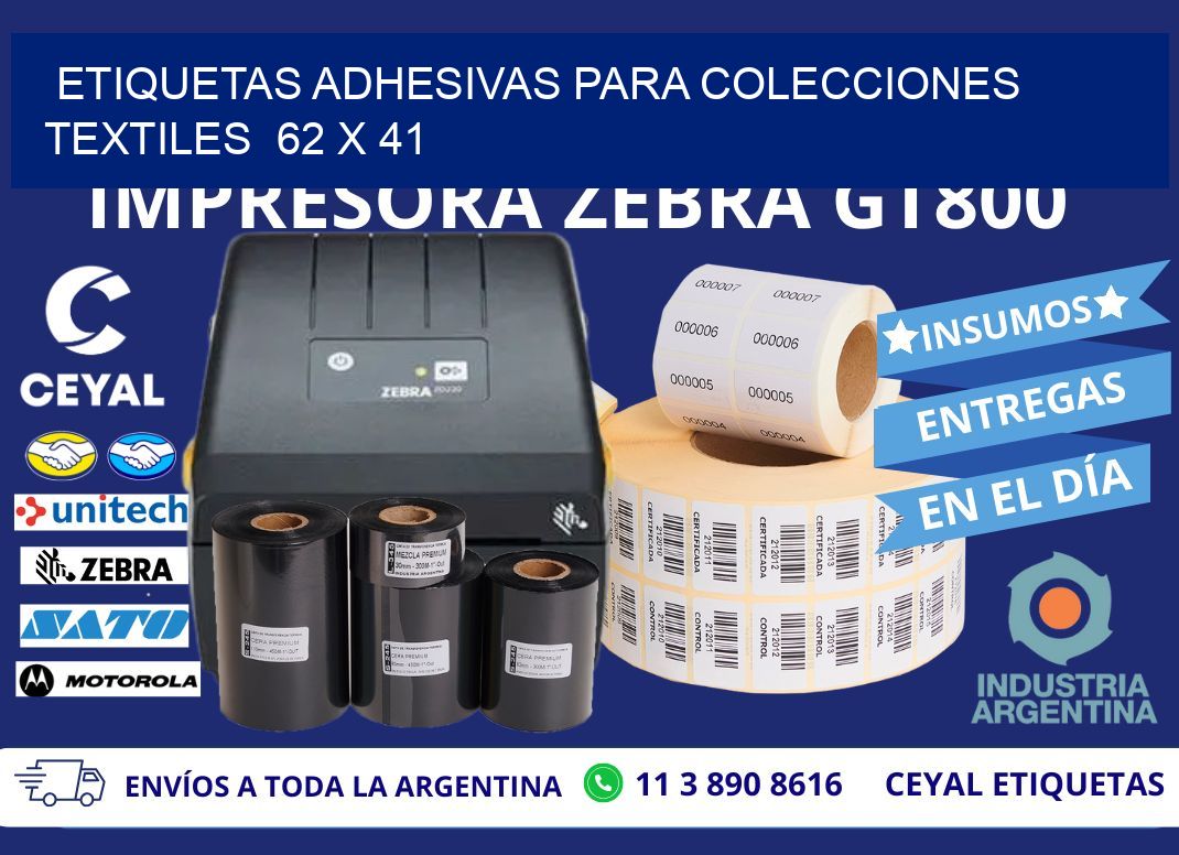 ETIQUETAS ADHESIVAS PARA COLECCIONES TEXTILES  62 x 41