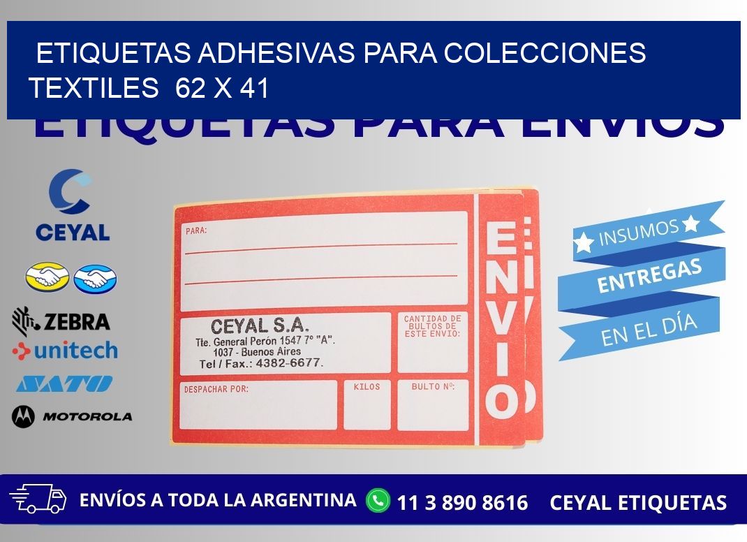 ETIQUETAS ADHESIVAS PARA COLECCIONES TEXTILES  62 x 41