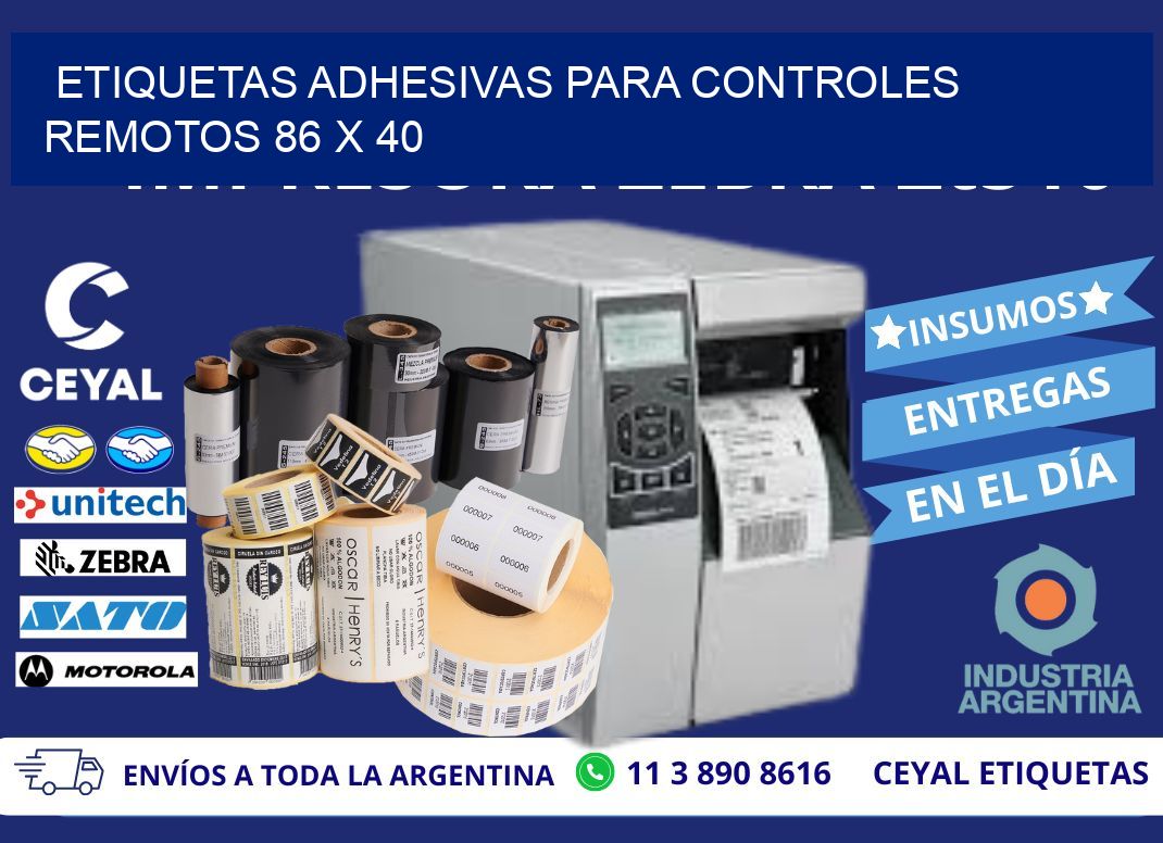 ETIQUETAS ADHESIVAS PARA CONTROLES REMOTOS 86 x 40
