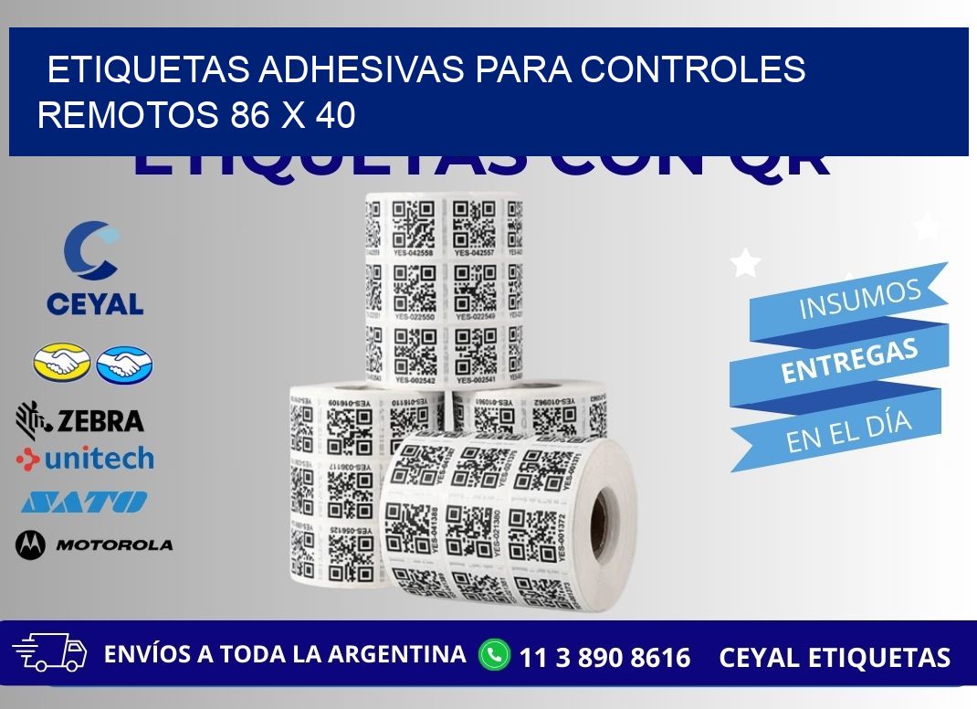 ETIQUETAS ADHESIVAS PARA CONTROLES REMOTOS 86 x 40