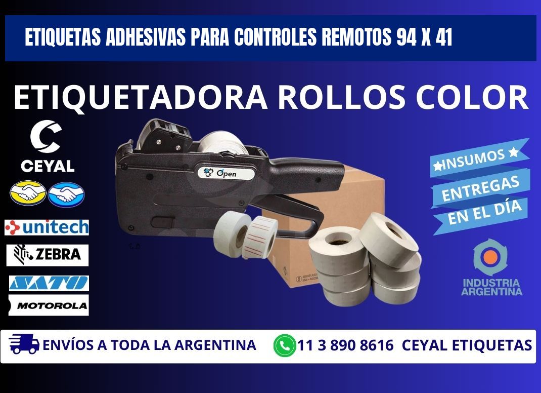 ETIQUETAS ADHESIVAS PARA CONTROLES REMOTOS 94 x 41