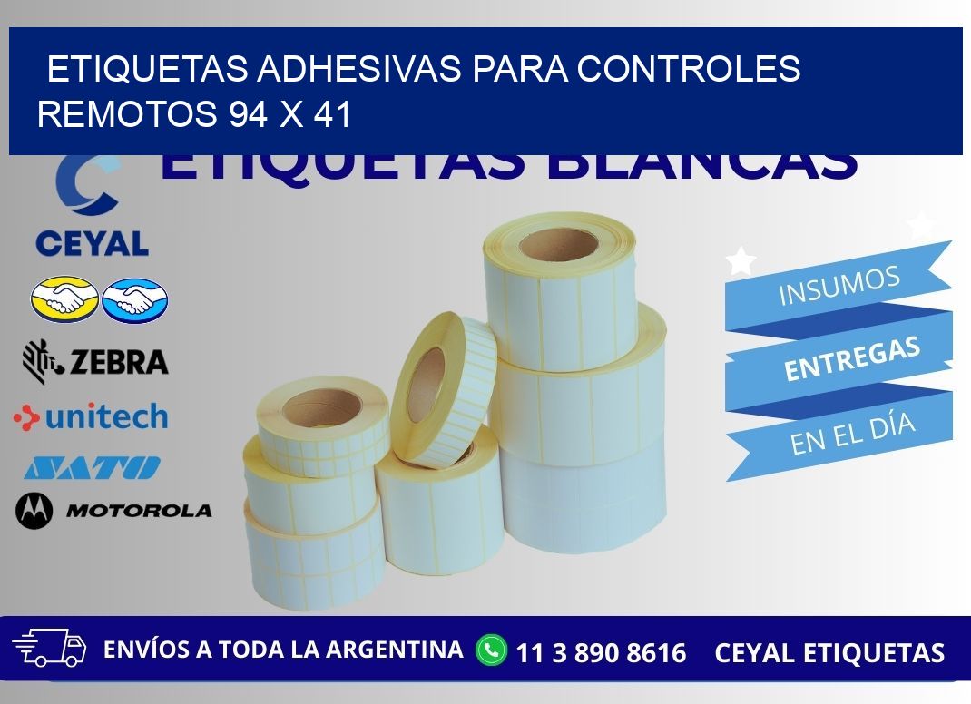 ETIQUETAS ADHESIVAS PARA CONTROLES REMOTOS 94 x 41