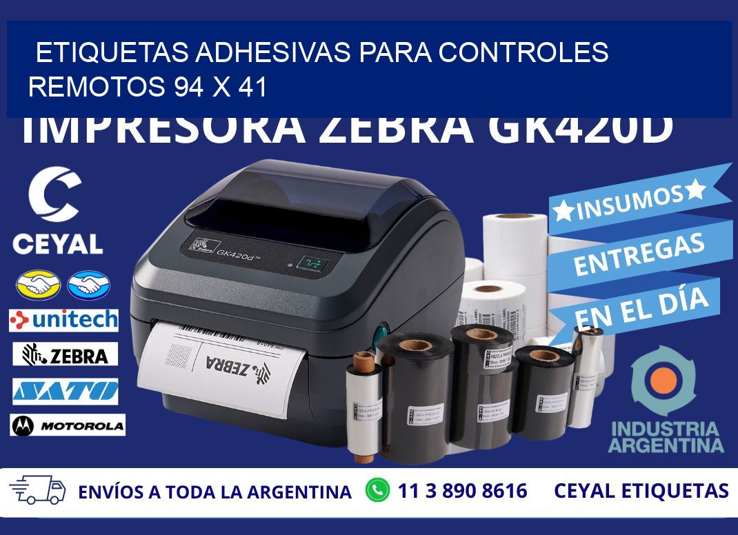 ETIQUETAS ADHESIVAS PARA CONTROLES REMOTOS 94 x 41