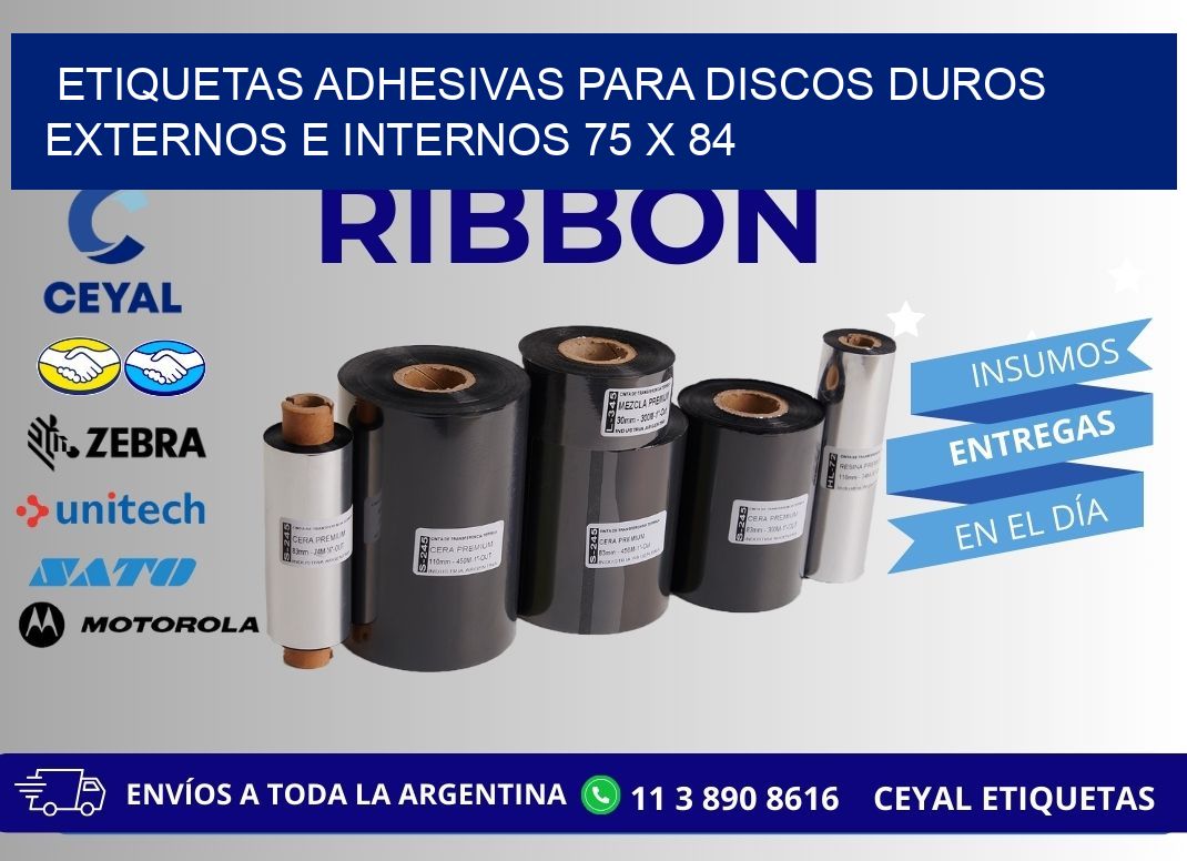 ETIQUETAS ADHESIVAS PARA DISCOS DUROS EXTERNOS E INTERNOS 75 x 84