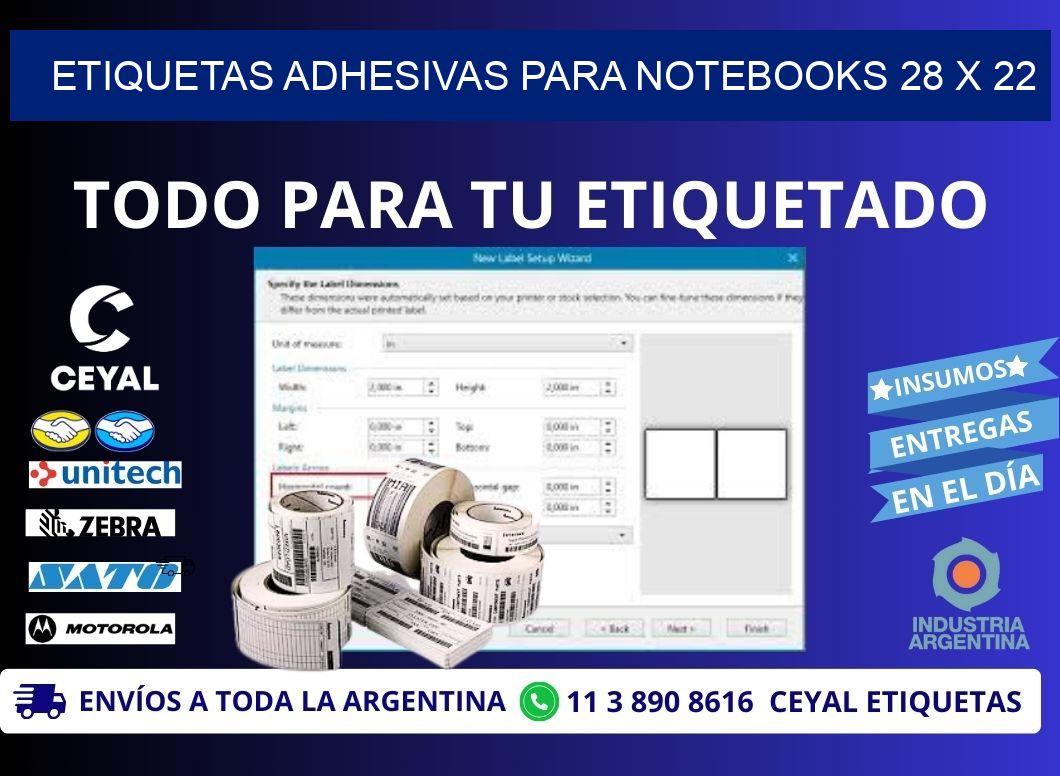 ETIQUETAS ADHESIVAS PARA NOTEBOOKS 28 x 22