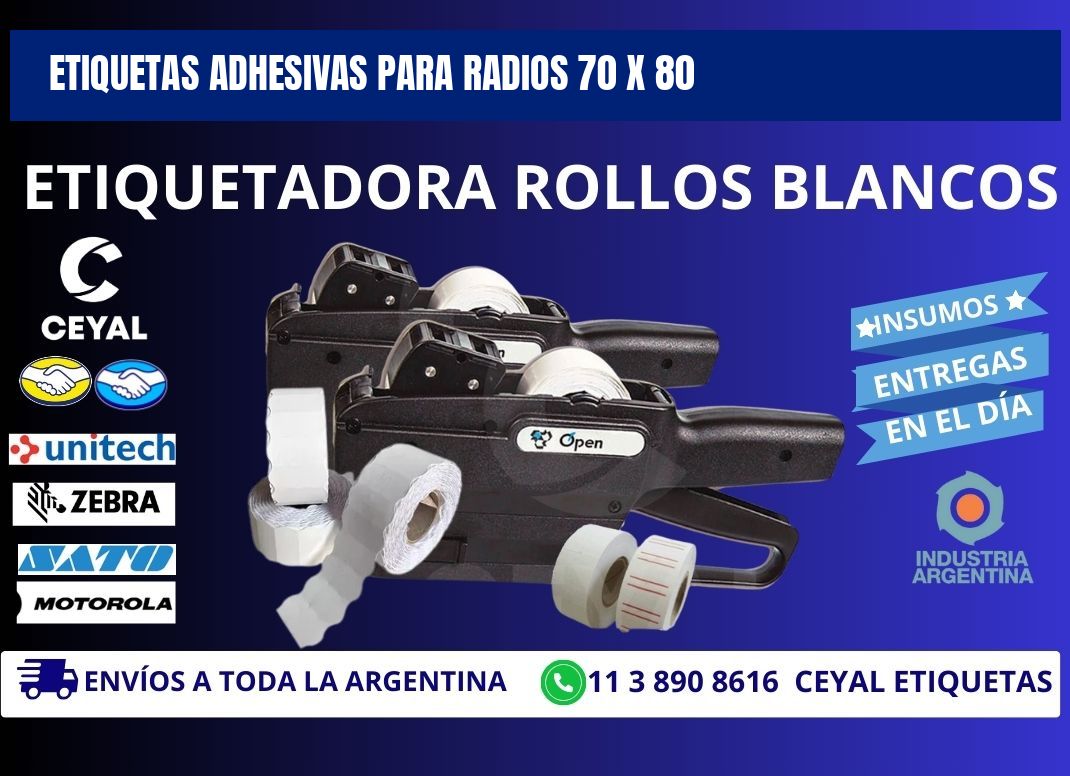 ETIQUETAS ADHESIVAS PARA RADIOS 70 x 80