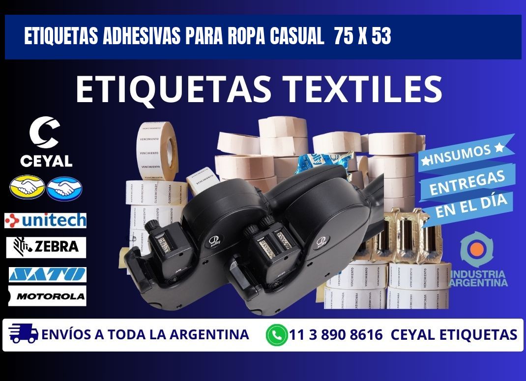 ETIQUETAS ADHESIVAS PARA ROPA CASUAL 75 x 53