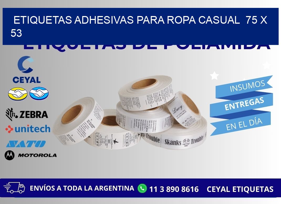 ETIQUETAS ADHESIVAS PARA ROPA CASUAL 75 x 53