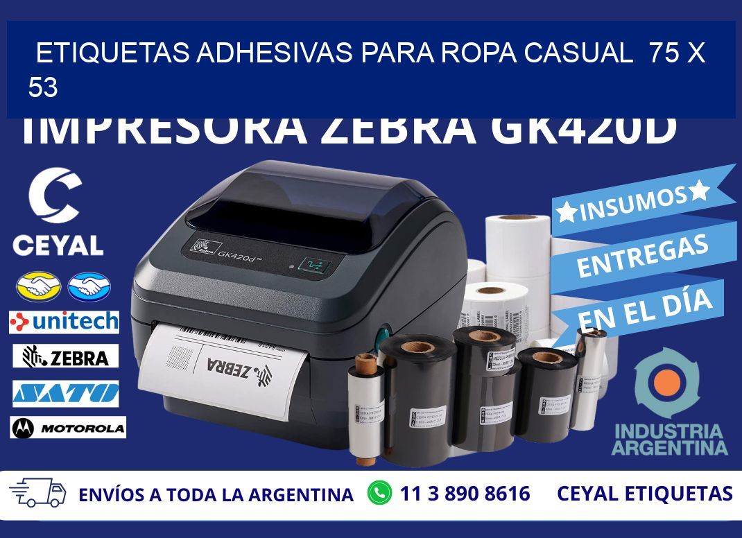 ETIQUETAS ADHESIVAS PARA ROPA CASUAL 75 x 53