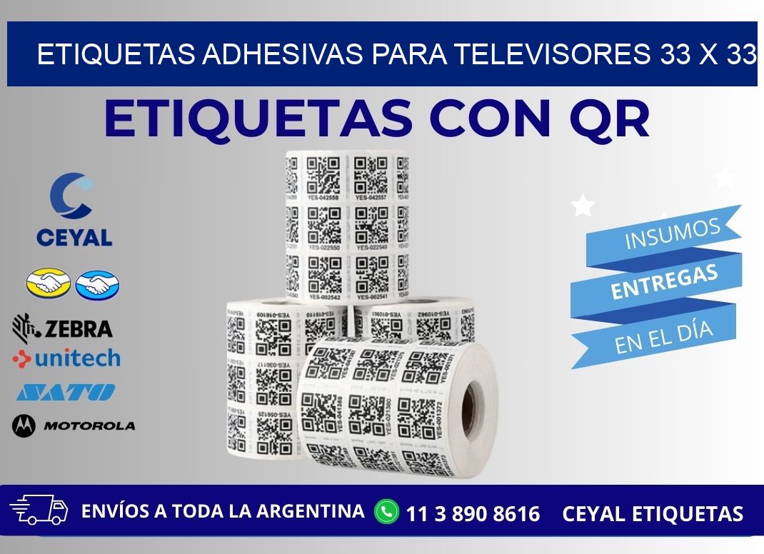 ETIQUETAS ADHESIVAS PARA TELEVISORES 33 x 33