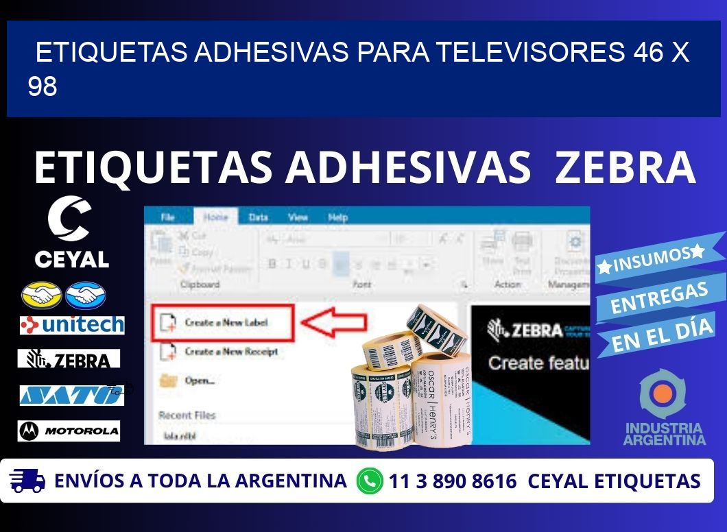 ETIQUETAS ADHESIVAS PARA TELEVISORES 46 x 98