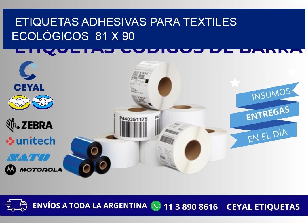 ETIQUETAS ADHESIVAS PARA TEXTILES ECOLÓGICOS 81 x 90