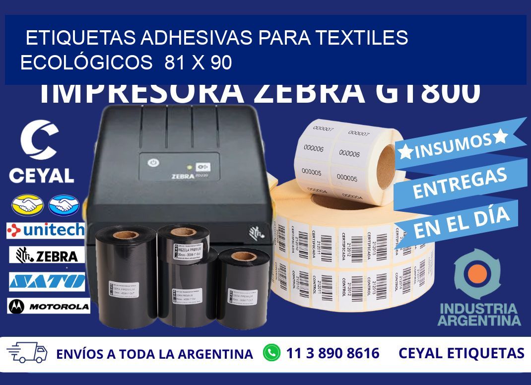 ETIQUETAS ADHESIVAS PARA TEXTILES ECOLÓGICOS 81 x 90