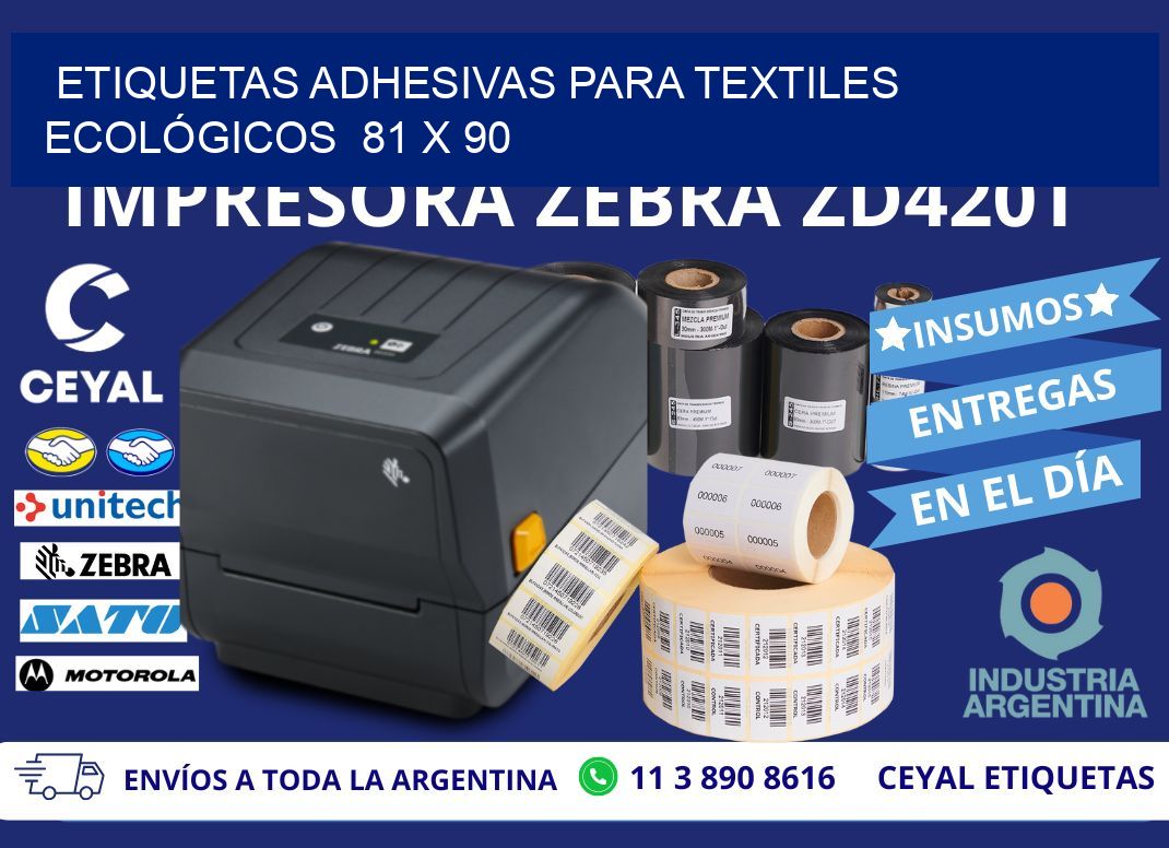 ETIQUETAS ADHESIVAS PARA TEXTILES ECOLÓGICOS 81 x 90