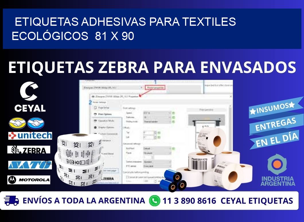 ETIQUETAS ADHESIVAS PARA TEXTILES ECOLÓGICOS 81 x 90