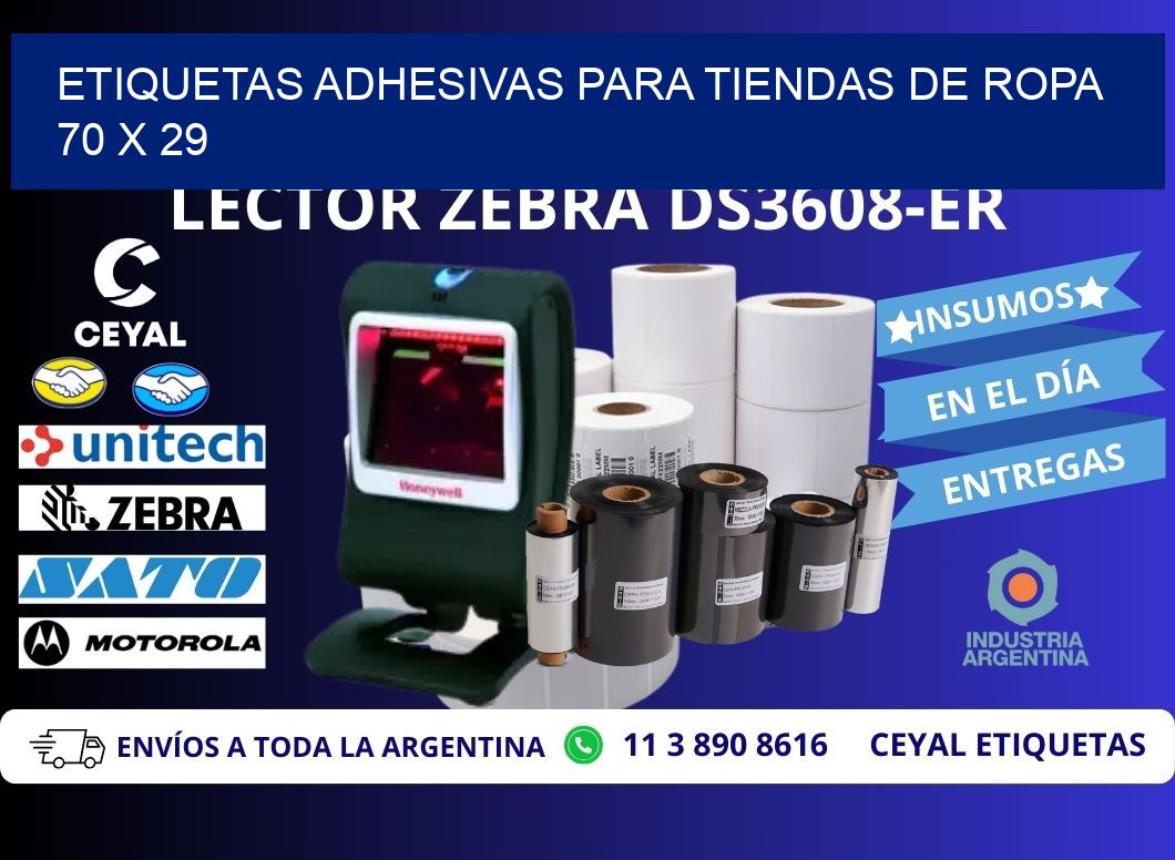 ETIQUETAS ADHESIVAS PARA TIENDAS DE ROPA  70 x 29
