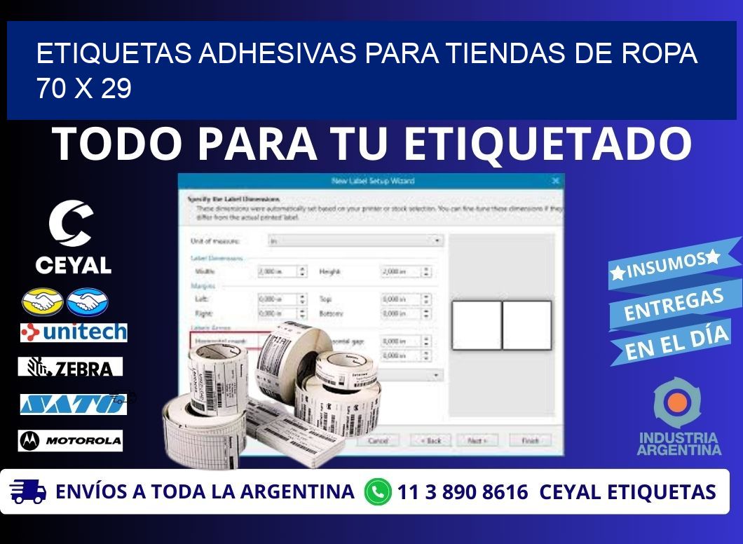 ETIQUETAS ADHESIVAS PARA TIENDAS DE ROPA  70 x 29