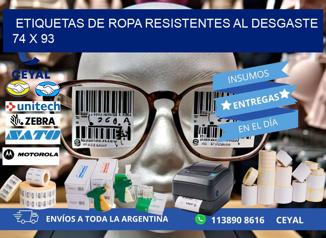 ETIQUETAS DE ROPA RESISTENTES AL DESGASTE 74 x 93