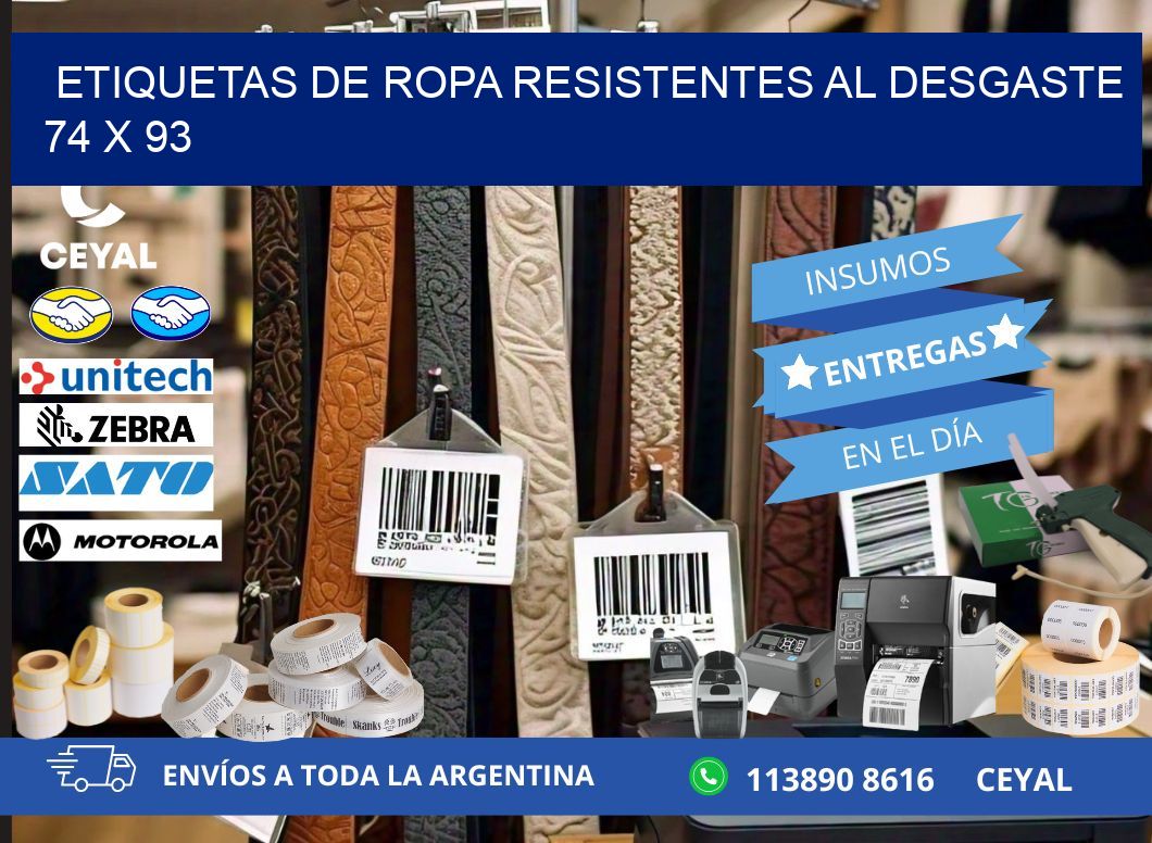 ETIQUETAS DE ROPA RESISTENTES AL DESGASTE 74 x 93
