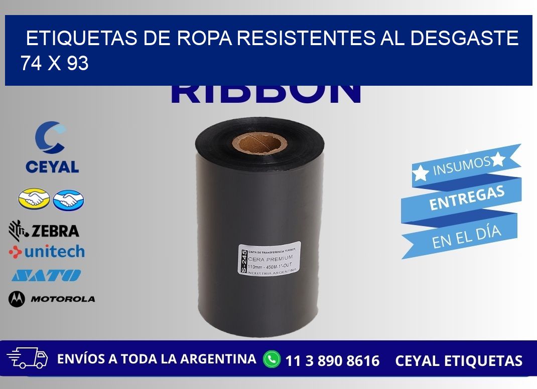 ETIQUETAS DE ROPA RESISTENTES AL DESGASTE 74 x 93