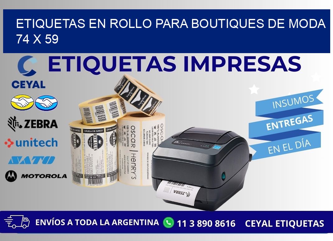 ETIQUETAS EN ROLLO PARA BOUTIQUES DE MODA 74 x 59
