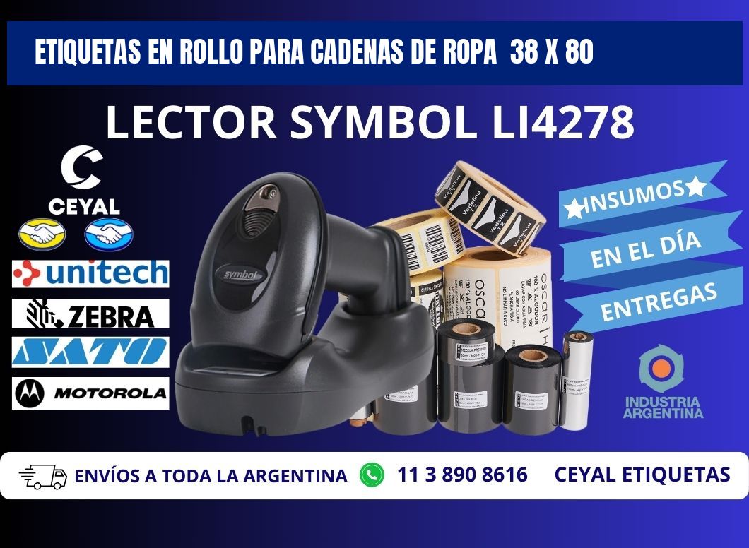ETIQUETAS EN ROLLO PARA CADENAS DE ROPA 38 x 80