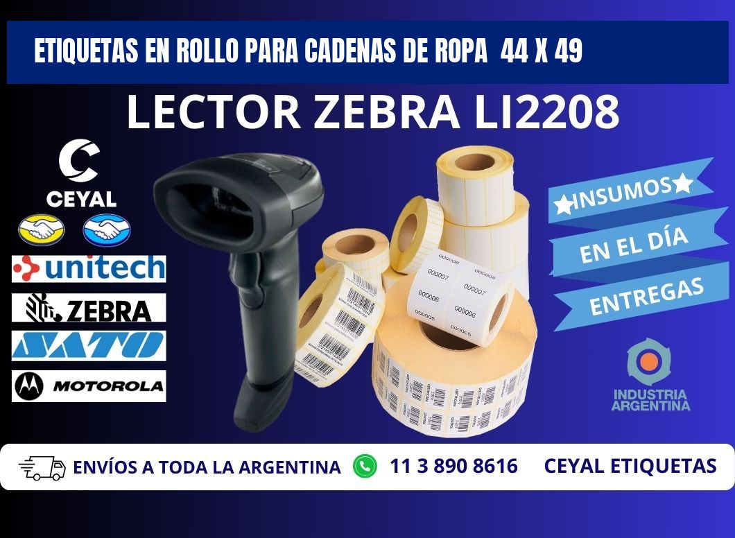 ETIQUETAS EN ROLLO PARA CADENAS DE ROPA 44 x 49