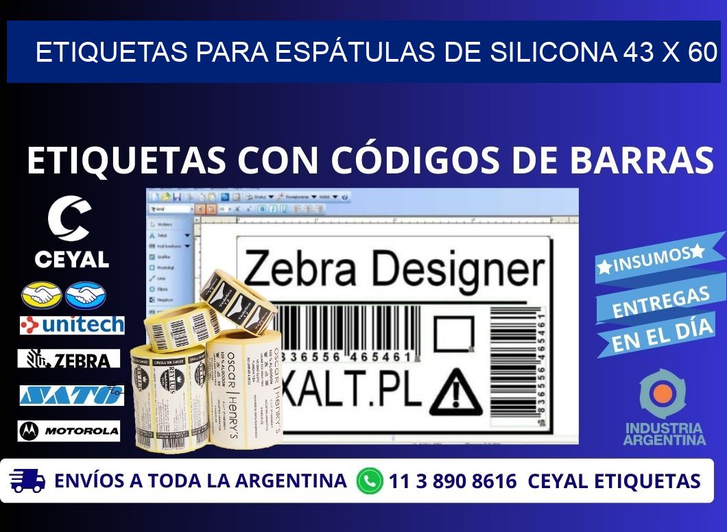 ETIQUETAS PARA ESPÁTULAS DE SILICONA 43 x 60
