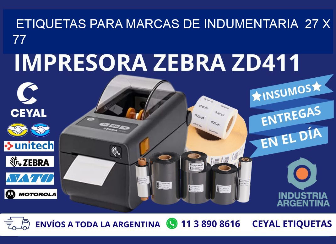 ETIQUETAS PARA MARCAS DE INDUMENTARIA 27 x 77