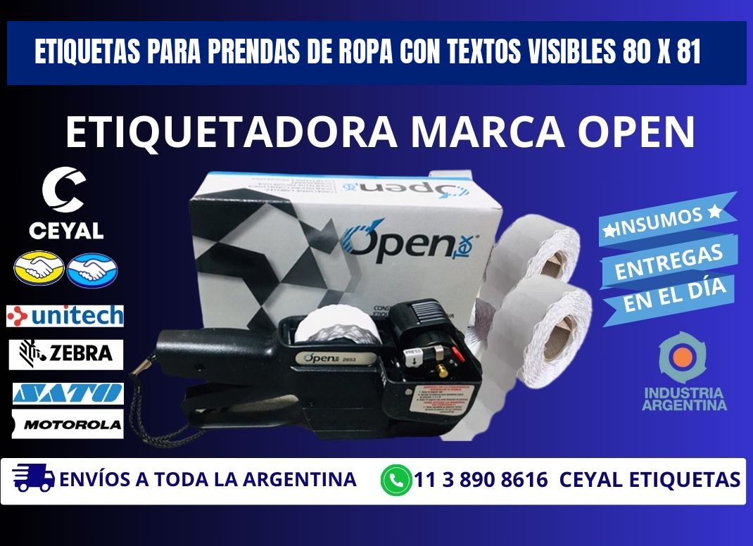 ETIQUETAS PARA PRENDAS DE ROPA CON TEXTOS VISIBLES 80 x 81