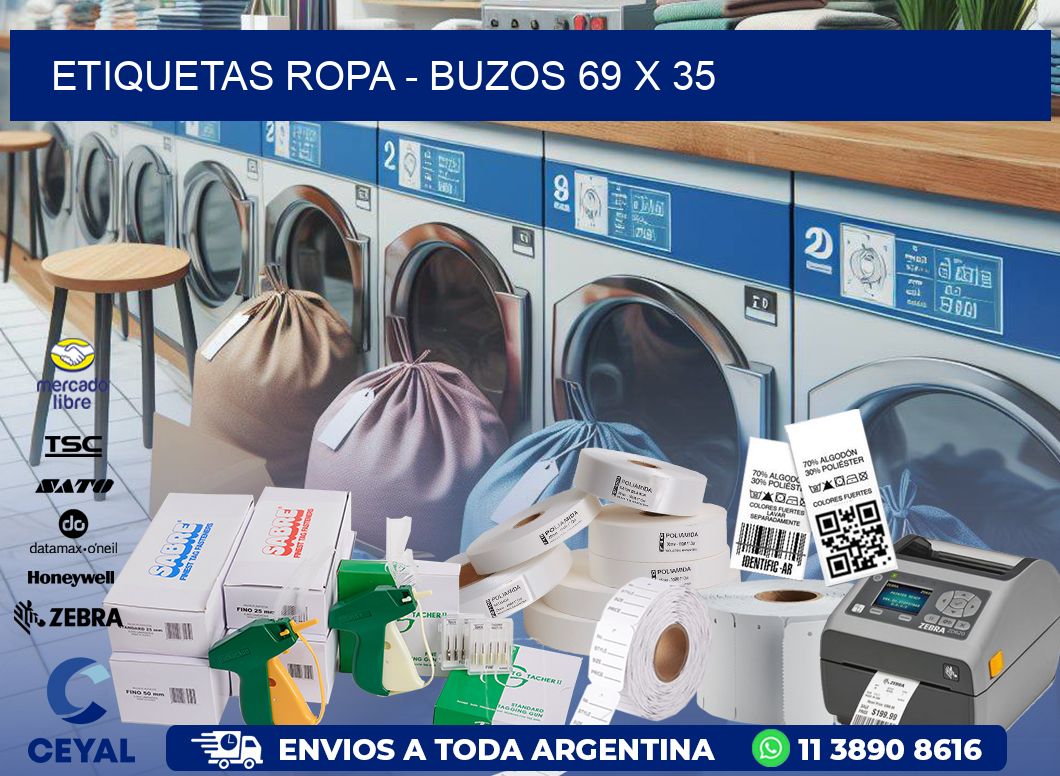 ETIQUETAS ROPA - BUZOS 69 x 35