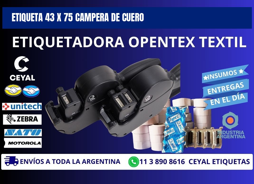 Etiqueta 43 x 75 campera de cuero