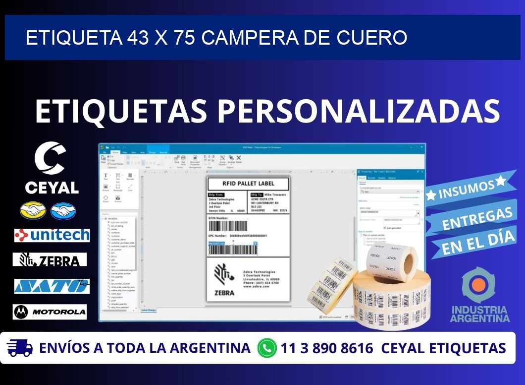 Etiqueta 43 x 75 campera de cuero