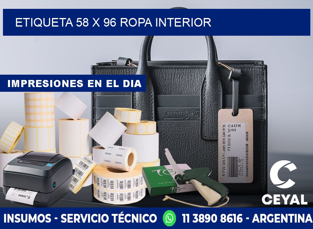 Etiqueta 58 x 96 ropa interior