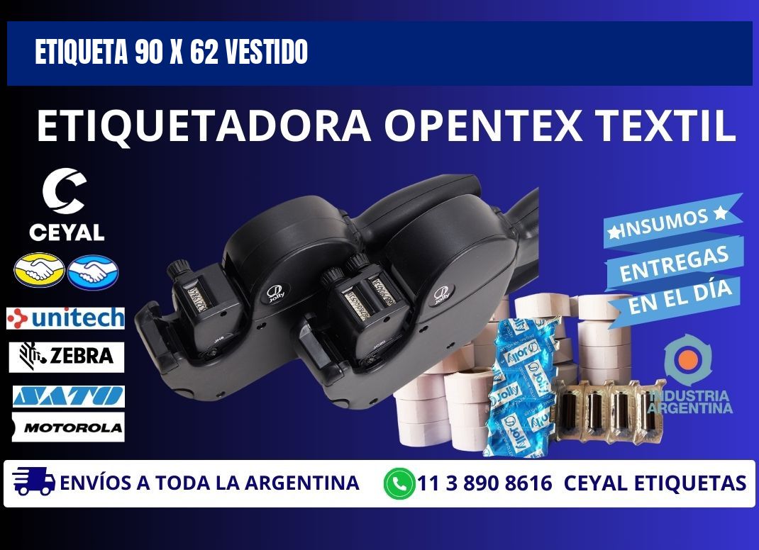 Etiqueta 90 x 62 vestido