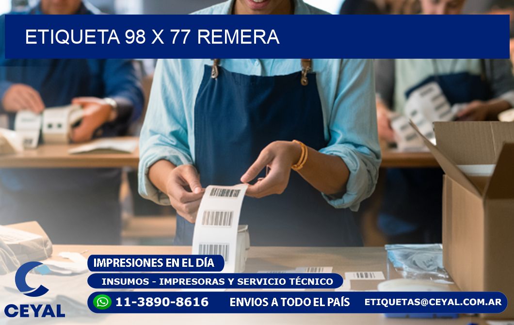 Etiqueta 98 x 77 remera