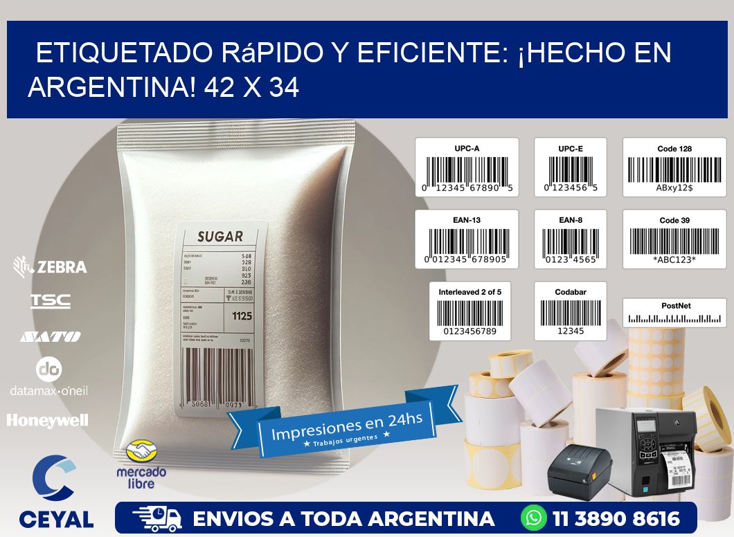 Etiquetado Rápido y Eficiente: ¡Hecho en Argentina! 42 x 34